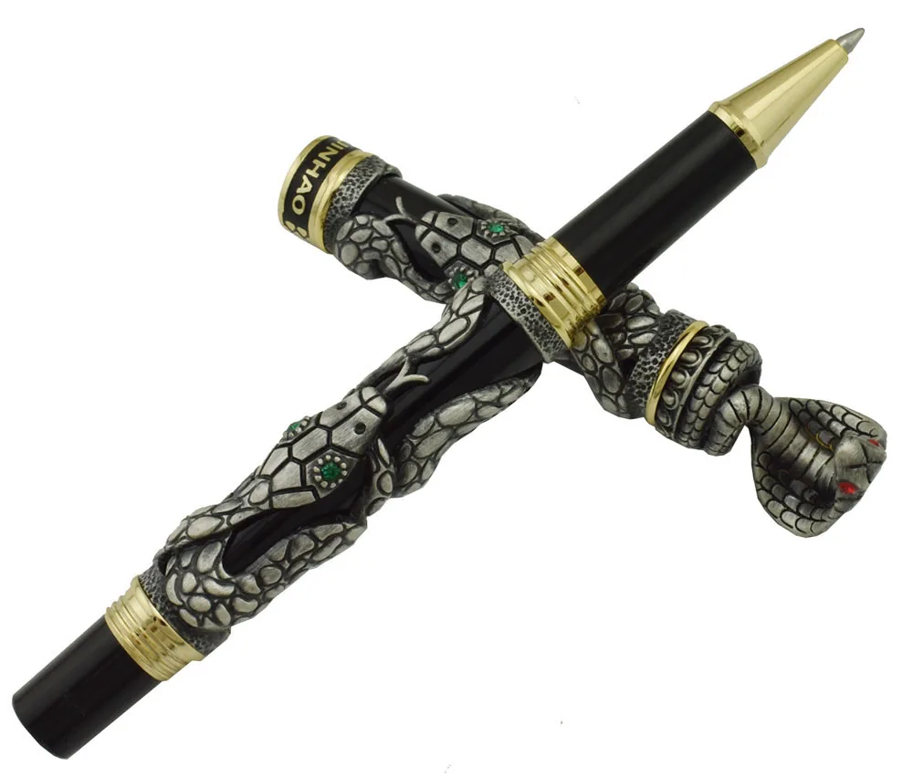 Винтажная Ручка роллер Jinhao Snake серая ручка Кобра с объемным рисунком рельефная