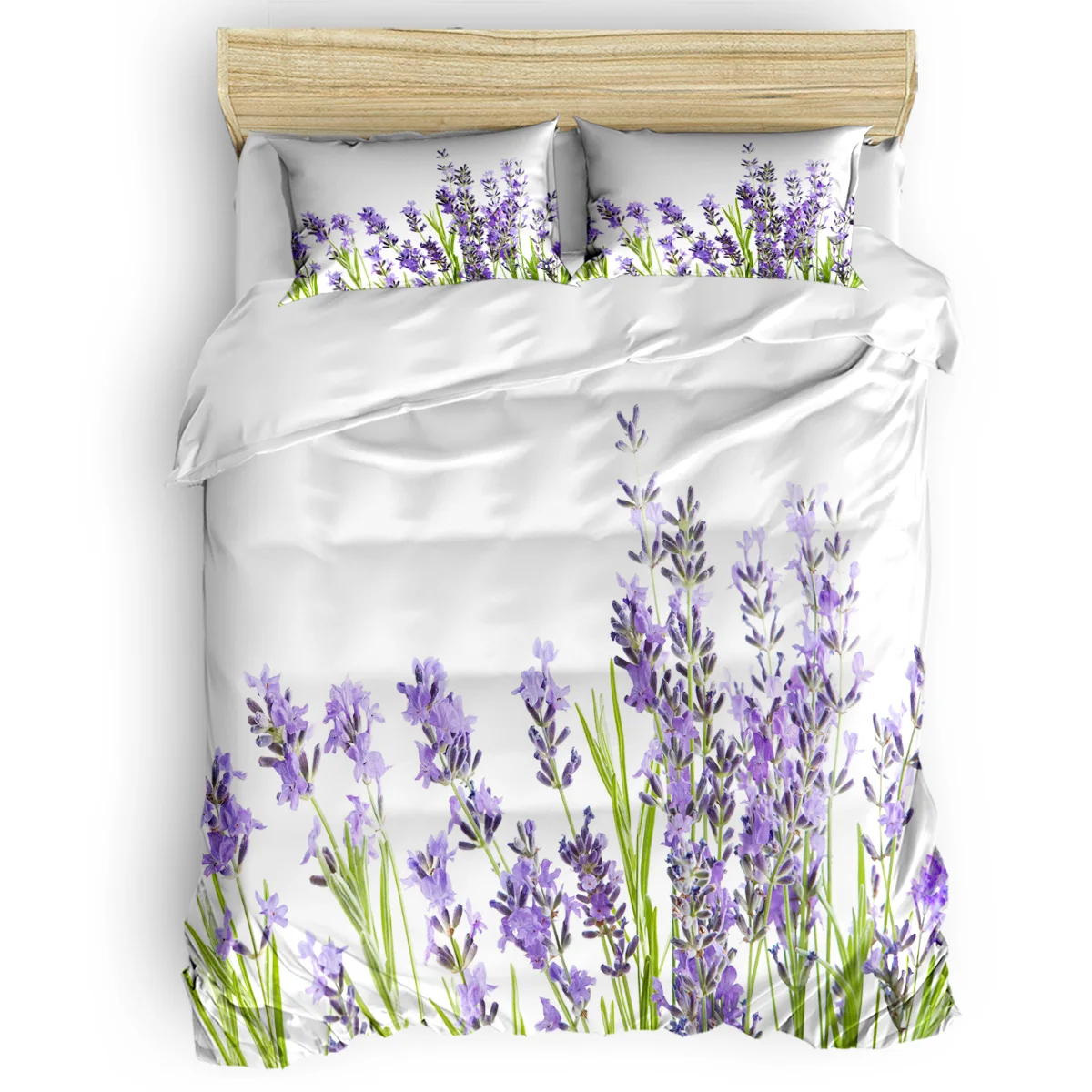 

Purple Lavender 4 Pcs Comforter Cover Set 4 Piece Bedding Sets Forefather's Day California King Mother's Day Easter Day Flat