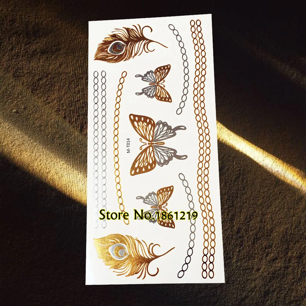 Новое дизайнерское золотистое металлическое блестящее тату Сексуальное Женское