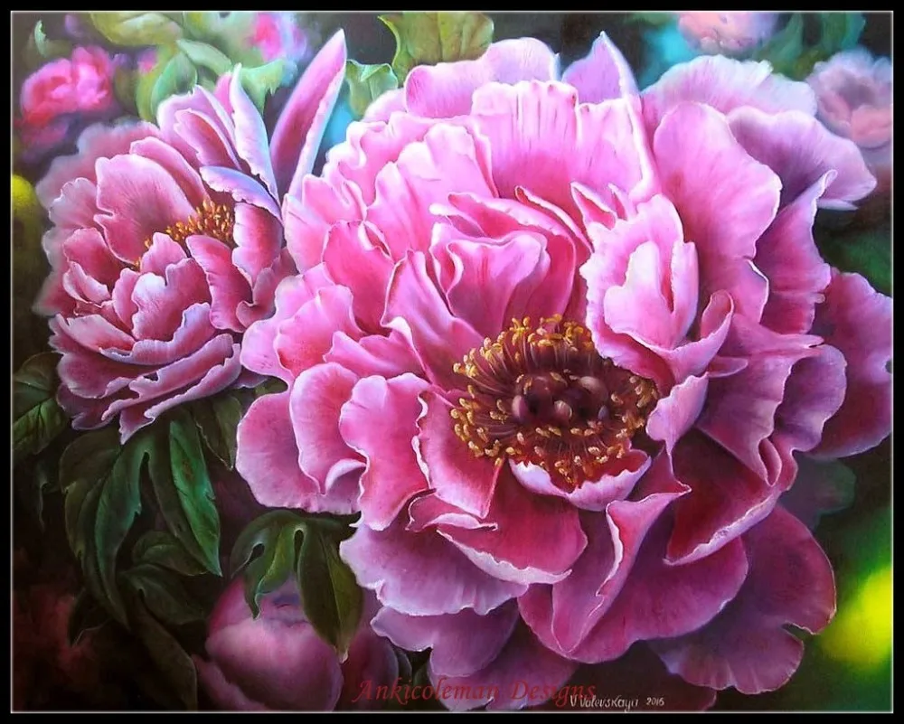 

Needlework for embroidery DIY French DMC High Quality - Counted Cross Stitch Kits 14 ct Oil painting - Luxury Peonies