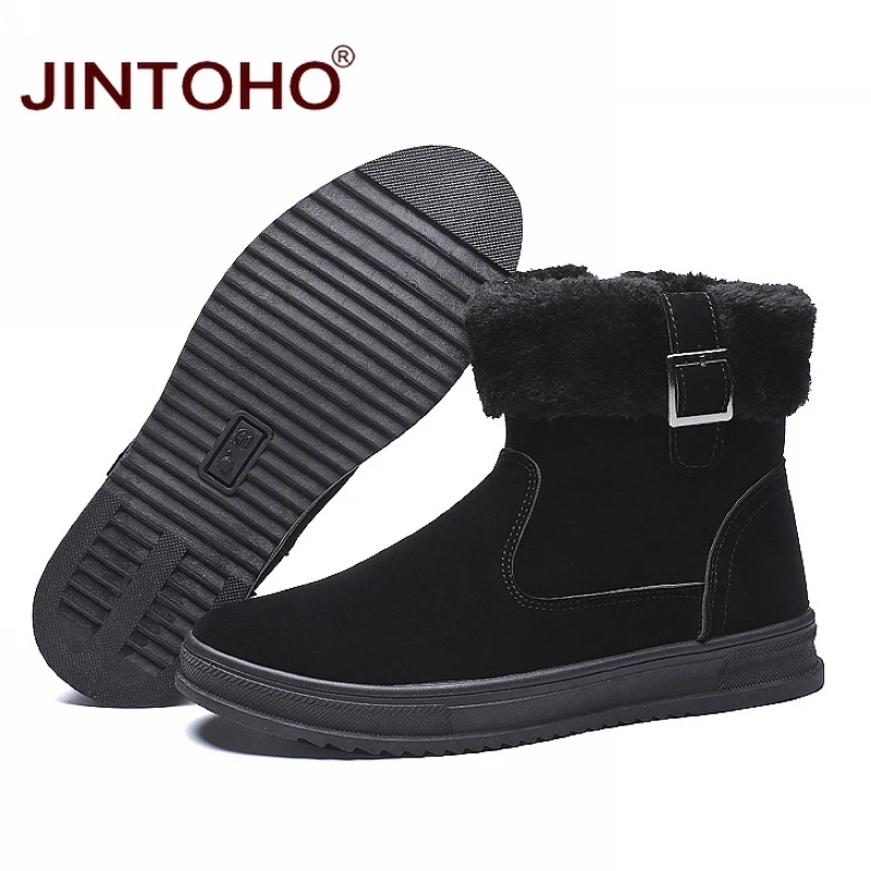 JINTOHO/модные мужские зимние ботинки Повседневная теплая зимняя обувь ковбойские