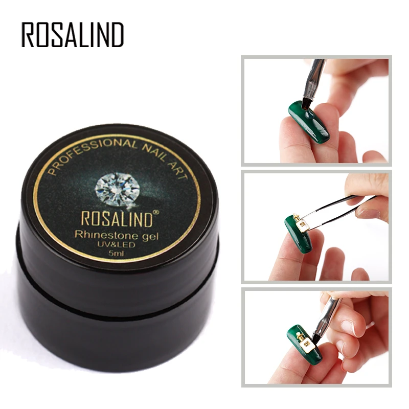 ROSALIND 5 мл гель для приклеивания страз лак для ногтей клеи липкие инструменты для украшения Дизайн ногтей УФ светодиодный гель лак для ногтей маникюр