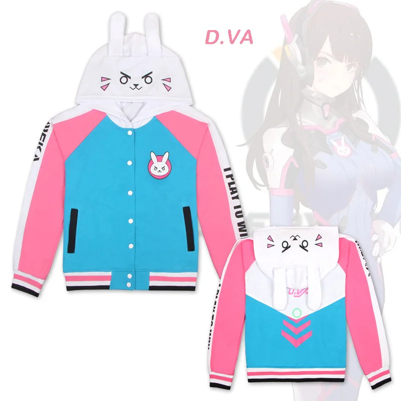 Толстовка с капюшоном для костюмированной вечеринки Game OW D.VA Хлопковая