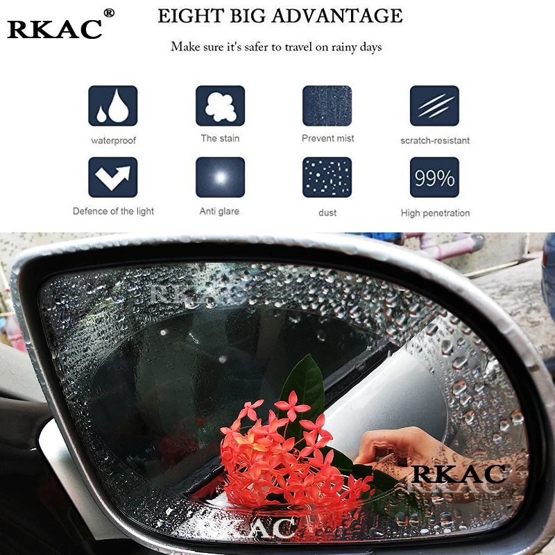 RKAC 2 шт. универсальная непромокаемая пленка на зеркало заднего вида автомобиля