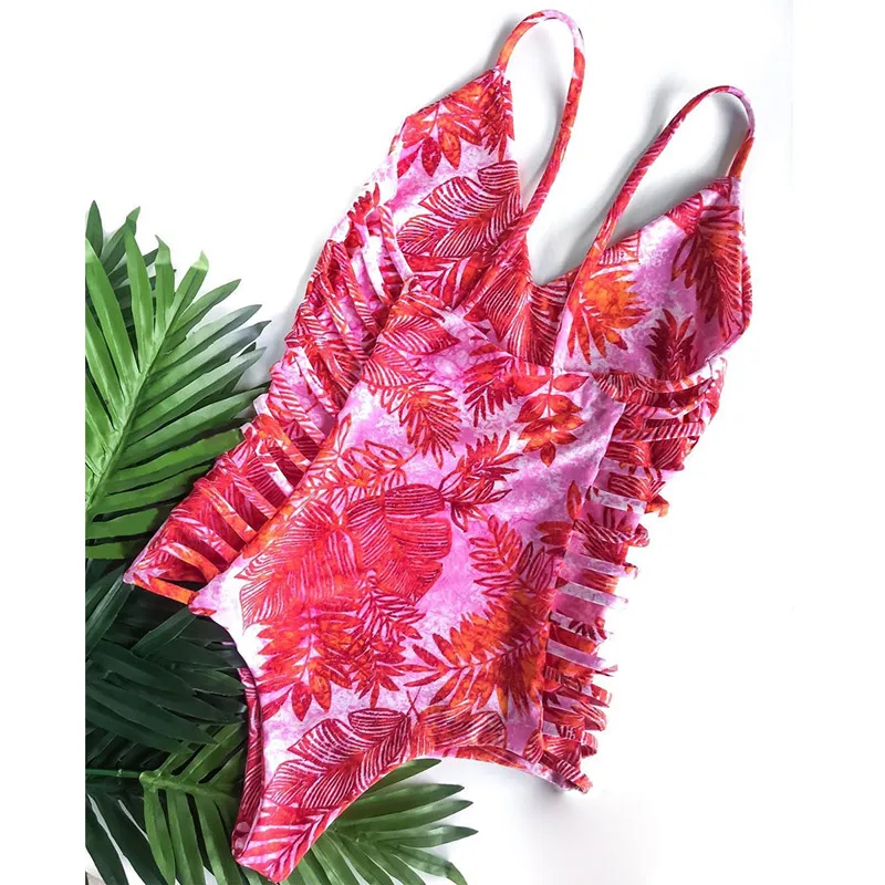 pink Сексуальный цельный купальник Женская одежда для плавания монокини с пуш-апом купальник с принтом бандаж купальный костюм летняя пляжная одежда женская - Цвет: pink