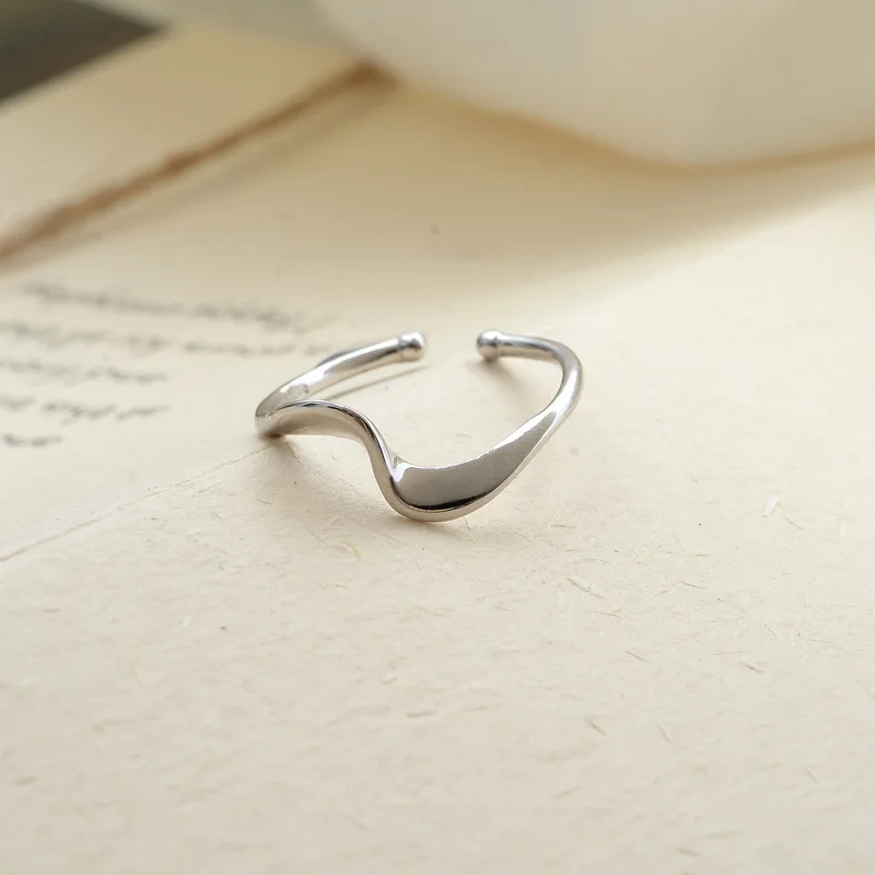 S925 серебристое кольцо Mobius открытие простая волна|ring open|925 sterling silverring wave |