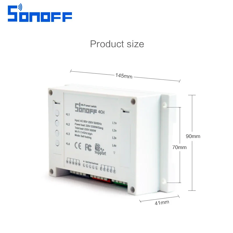 Умный выключатель Sonoff универсальный дистанционный 4 канальный переключатель с