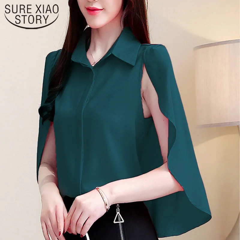 

2019 korean fashion clothing women blouses harajuku chiffon blouse ladies tops womens tops and blouses Solid V-Neck 2824 50