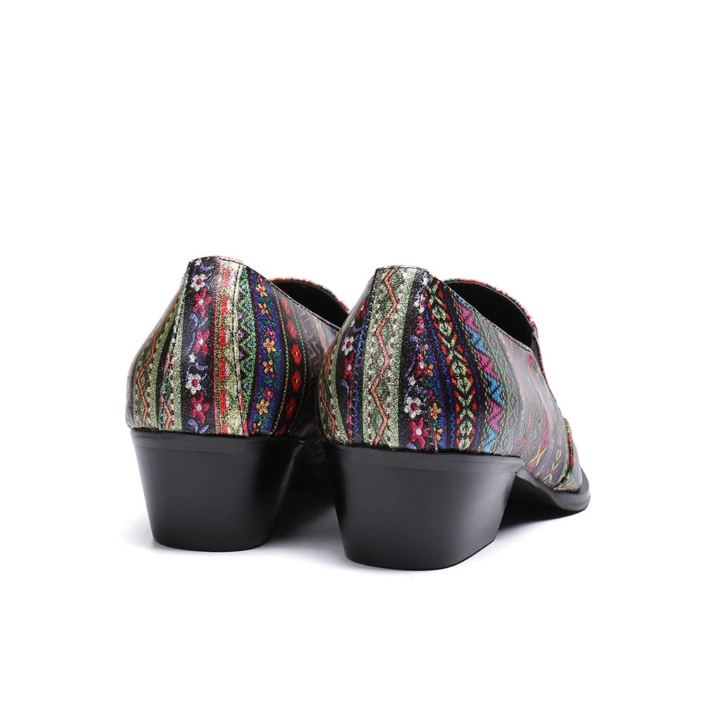 

Christia Bella Stripe Printing Genuine Leather Men Office Shoes Large Size Fashion Men Shoes Slip on Formal Party Dress Shoes