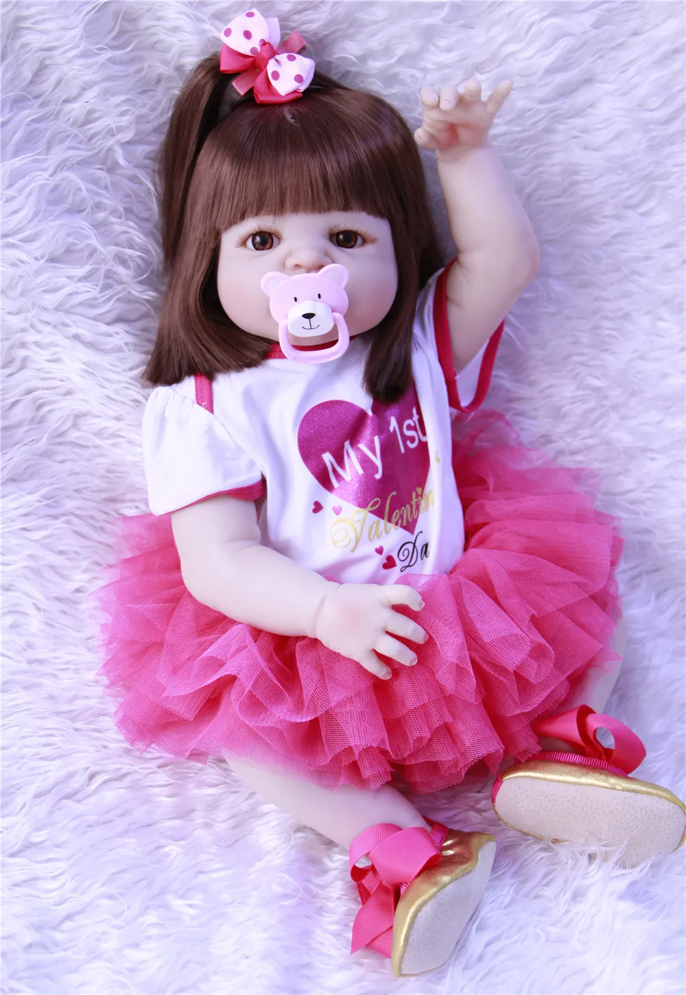 

55cm Full Body Silicone Reborn Baby Doll Toy Like Real 22'' Newborn Princess Toddler Babies Dolls Bathe Toy Xmas Gift Alive Bebe