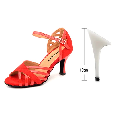 Red 10cm Ladingwu/туфли для латинских танцев; женские замшевые и полиуретановые новые фиолетовые вечерние танцевальные туфли для сальсы; женские кроссовки на каблуке 9 см - Цвет: Red 10cm