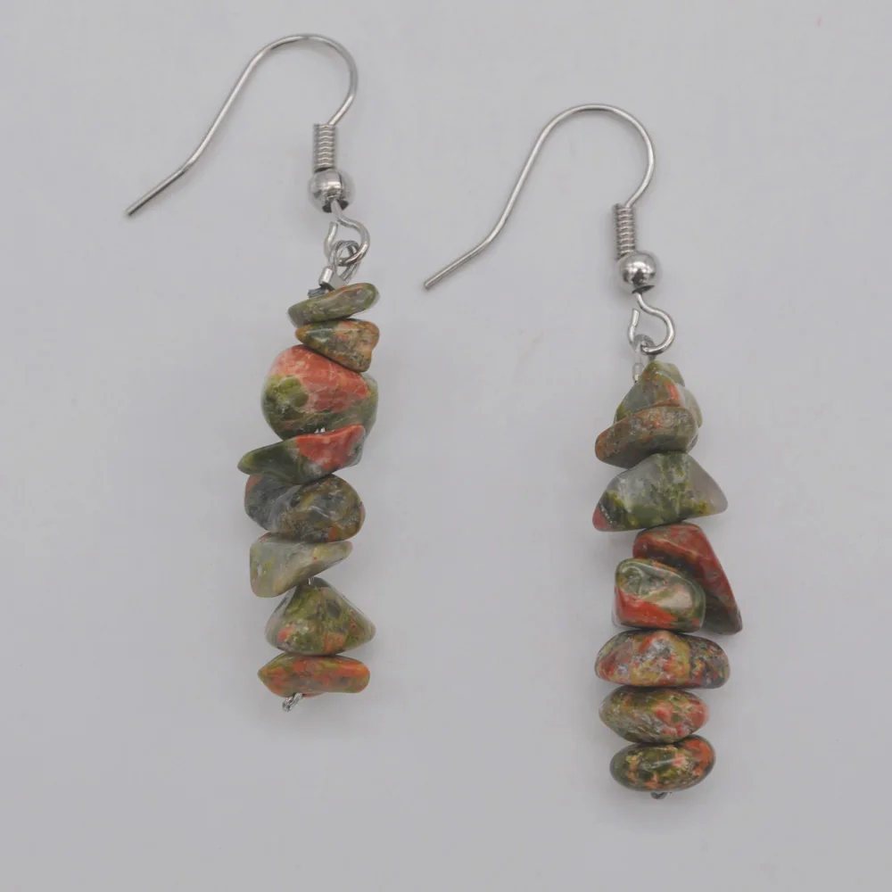 Lucky Handmade Unakite Epidote Beads GEM Earrings Jewelry For Woman Gift T195 | Украшения и аксессуары