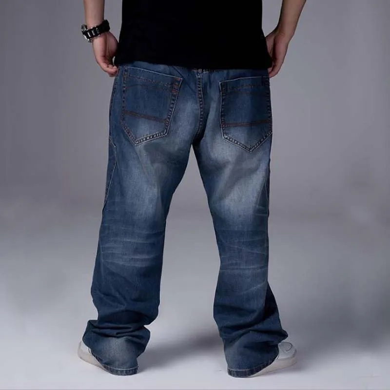 Men Jeans Wide Leg Denim Pants Loose Hip Hop Skateboard Jeans Straight Trousers Harem Baggy Pants Male Clothes Plus Size 30-46