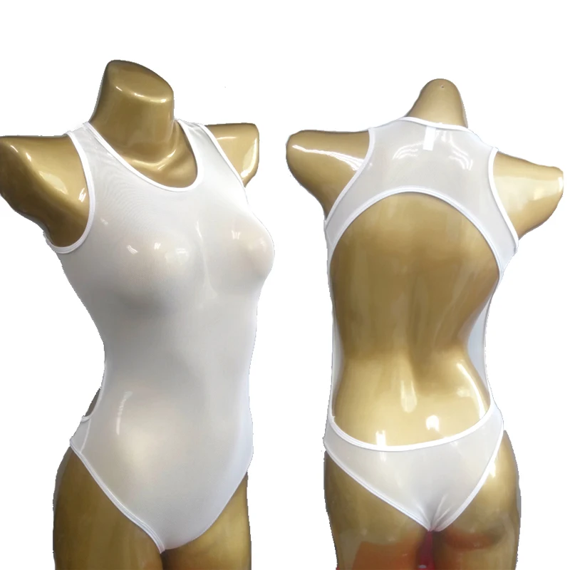

Sexy Women Mesh Transparent High Cut Bodysuit See Through Backless Sexy Thong Japanese Sukumizu Swimwear Erotic lingerie F19