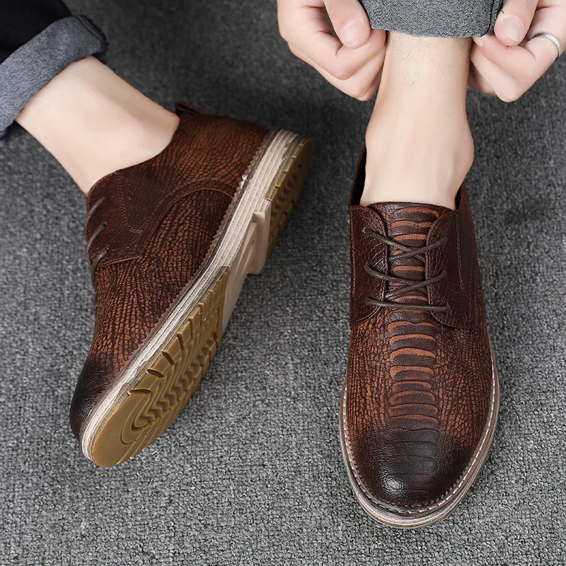 

LAISUMK 2020 Luxury Men Shoes Men Genuine Leather Oxford Shoes Men's British Style Pointed Toe Retro Shoes Lace Up Casual Shoes