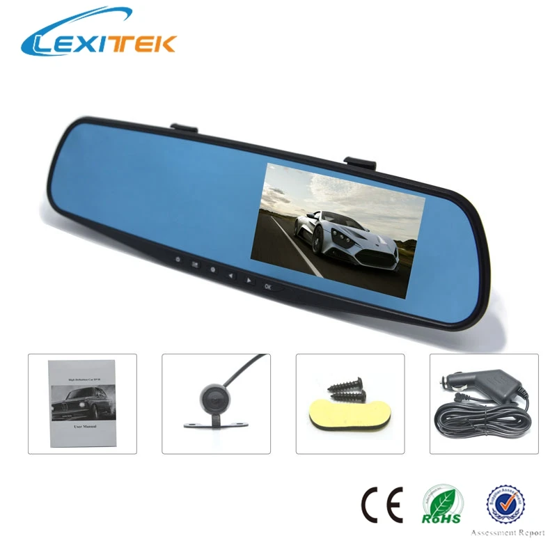 

4.3 inch 1080P HD Car Rearview Mirror Camcorder Dual Camera 140 Degree Wide Angle Lens Support 32GB TF Card Free shipping