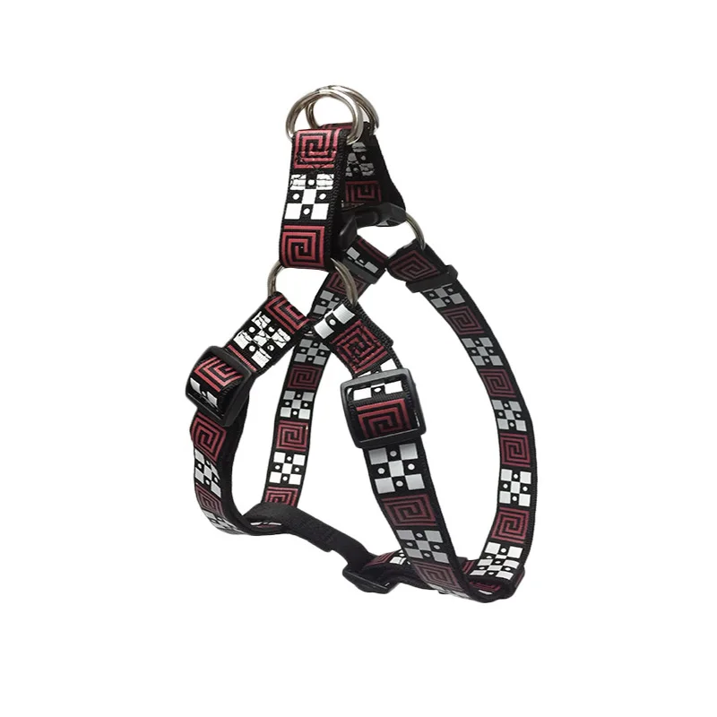 Black Harness Китайский стиль узор собачий поводок набор нейлоновый поводок и ошейник золотой немецкая овчарка питбуль бульдог Correa Perro HY119 S/L - Цвет: Black Harness