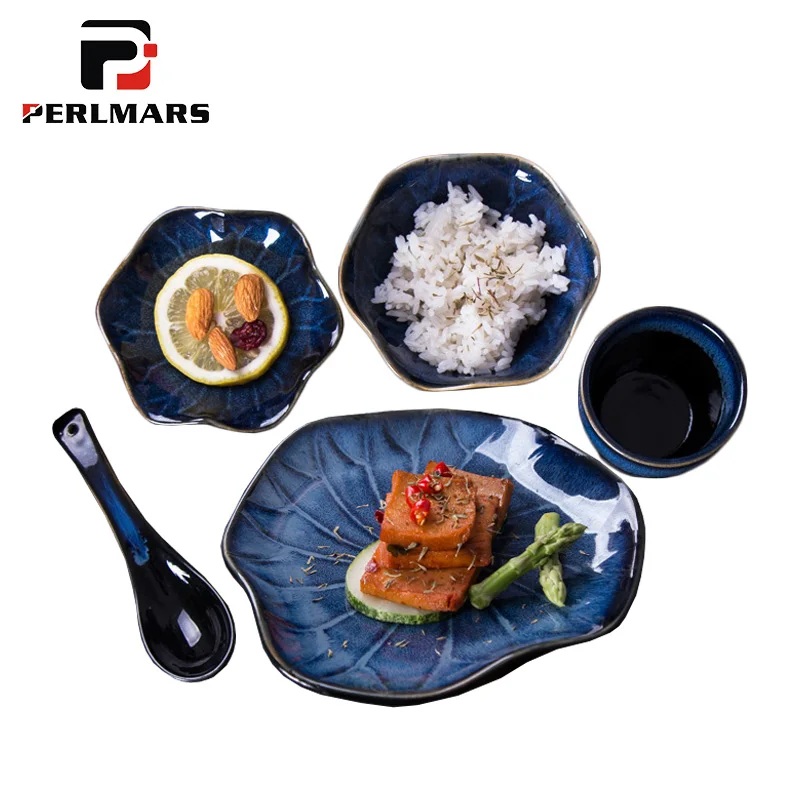 

Japanese-style Tableware Set Ceramic Dinnerware Tableware / 1 Spoon 1 Weidie 1 Cup 1 Plate 1 Bowl Kit Household Decoration Craft