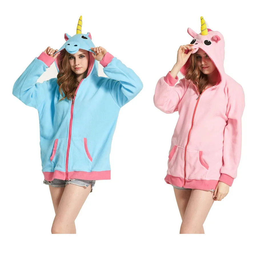 

Blue Pink Unicorn Women Men Hoodie Animal Cartoon Jacket unicornio Cosplay Tracksuits Zipper Gardigan Sweatshirts