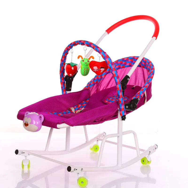 Purple with handle IMBABY детская колыбель детское кресло-качалка для детей с музыкальным проигрывателем детское кресло-качалка - Цвет: Purple with handle