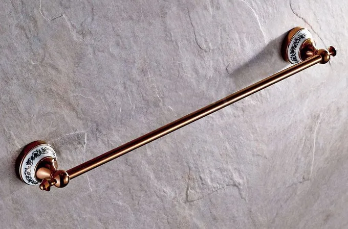 Настенный полированный розовый золотой Латунный Держатель для полотенец и