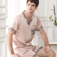pajamas set silk stain man summer 2019 short sleeve shirt and shorts silk homewear sets men sleepwear night suit pijamas sets