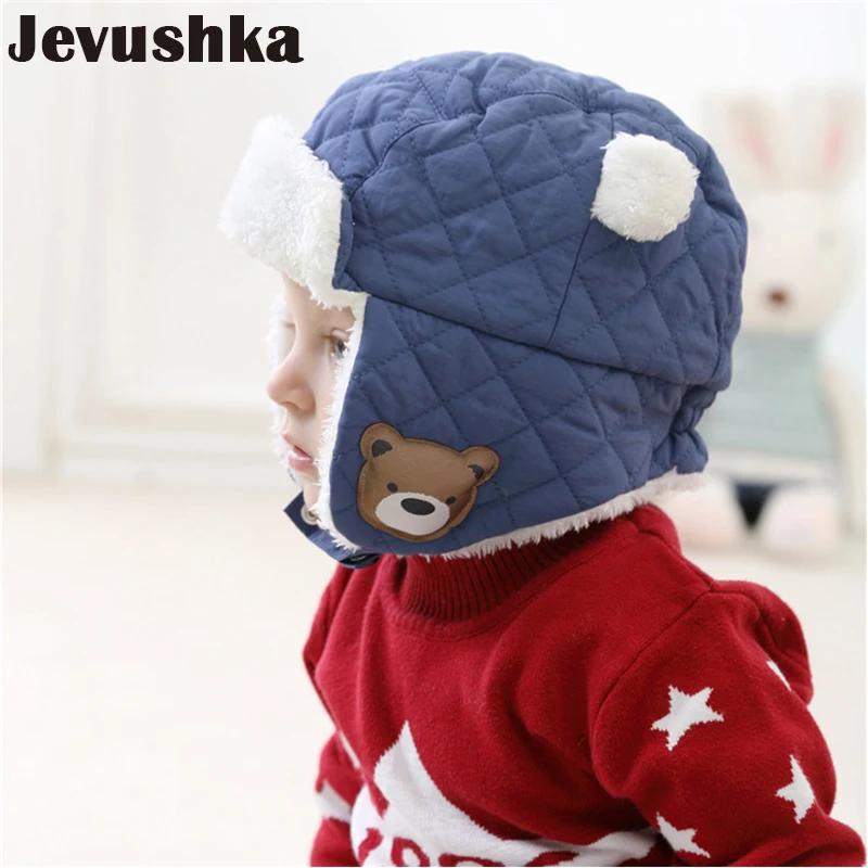 Winter Baby Hat Bomber Cap Newborn Boy Hats Warm Fleece Kid for Boys and Girls Earmuff Accessories HT025 | Детская одежда и обувь