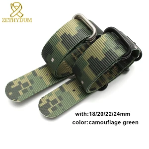 Нейлоновый ремешок для часов perlon, водонепроницаемый спортивный ремешок для часов 24 мм, водостойкий браслет 18, 20, 22 мм, камуфляжный цветной ремень