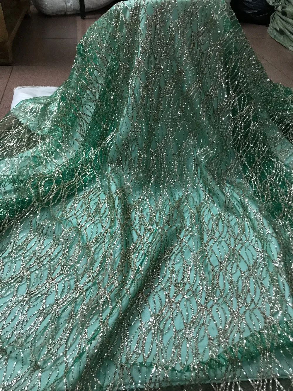 Newest JIANXI.C-51531 sparkly glued glitter sequins lace fabric african tulle mesh | Дом и сад
