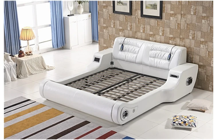 Современная подъемная телевизионная кровать с матрасом кожаная большого