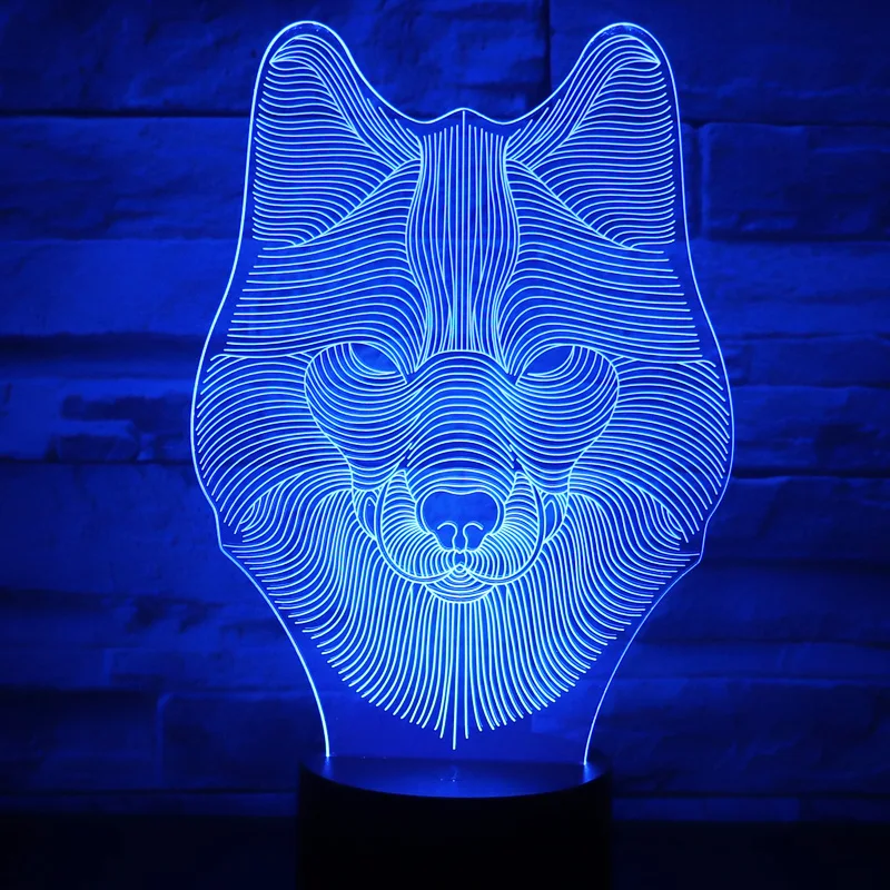 

3D LED Night Light Wolf Head with 7 Colors Light for Home Decoration Lamp Amazing Visualization Optical Illusion Awesome