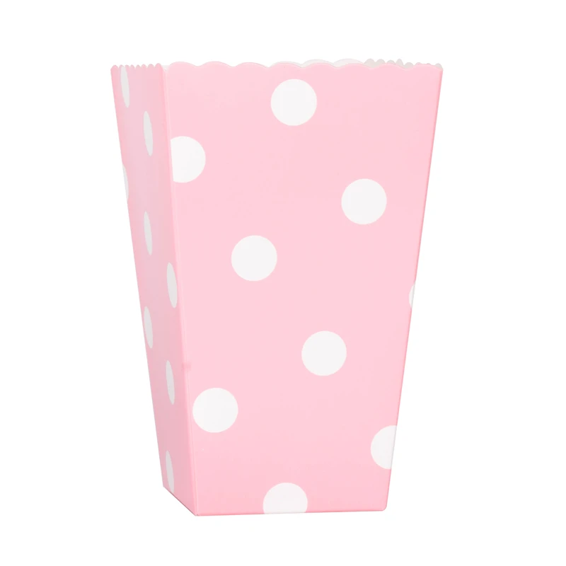 light pink dots 6 шт. коробка для попкорна красочные шеврон полосы в горошек Подарочная вечерние коробка партии Фавор Свадебные поп вечерние кукурузы украшения сумки Лут золото - Цвет: light pink dots