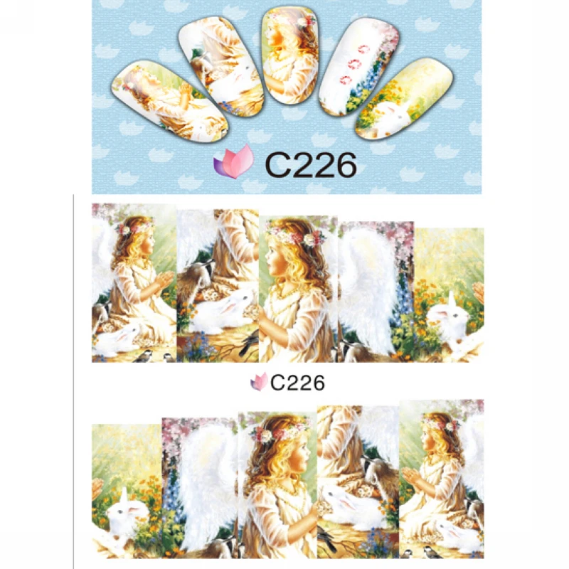 4 пачки/лот полное покрытие ABTRACT ANGEL CITY NAIL TATTOOS стикер водная переводная наклейка для нейл-арта C224-227