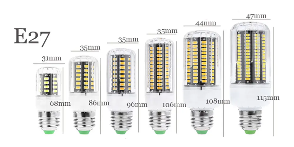 E27 E14 5736 5730SMD светодиодные лампы для кукурузы 20 Вт 15 12 9 7 5 прожекторы 31 58 74 105 140 170
