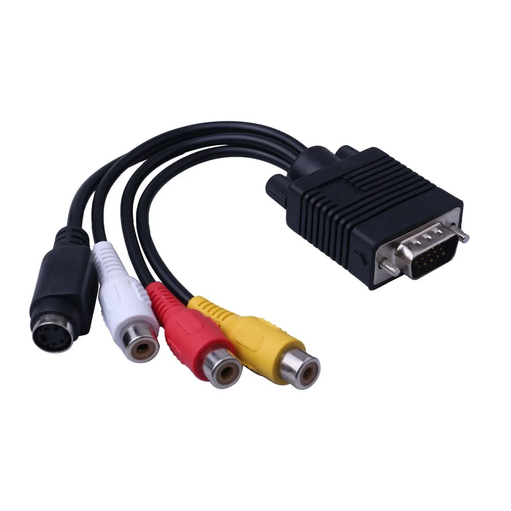 VGA SVGA К S видео 3 RCA конвертер AV ТВ выход кабель адаптер RCA Женский конвертер видео кабель для ноутбука ПК HDTV монитор тв