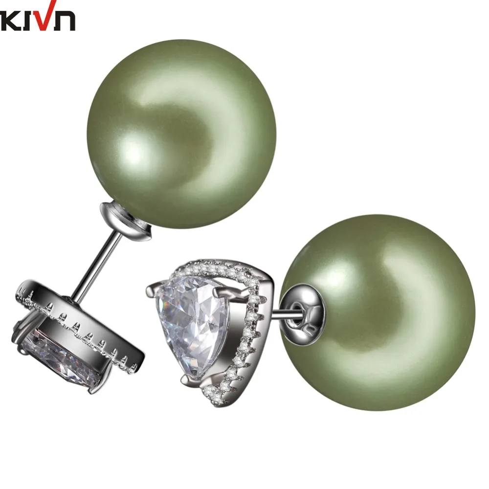 KIVN модные ювелирные изделия CZ кубический цирконий два шарика двухсторонние