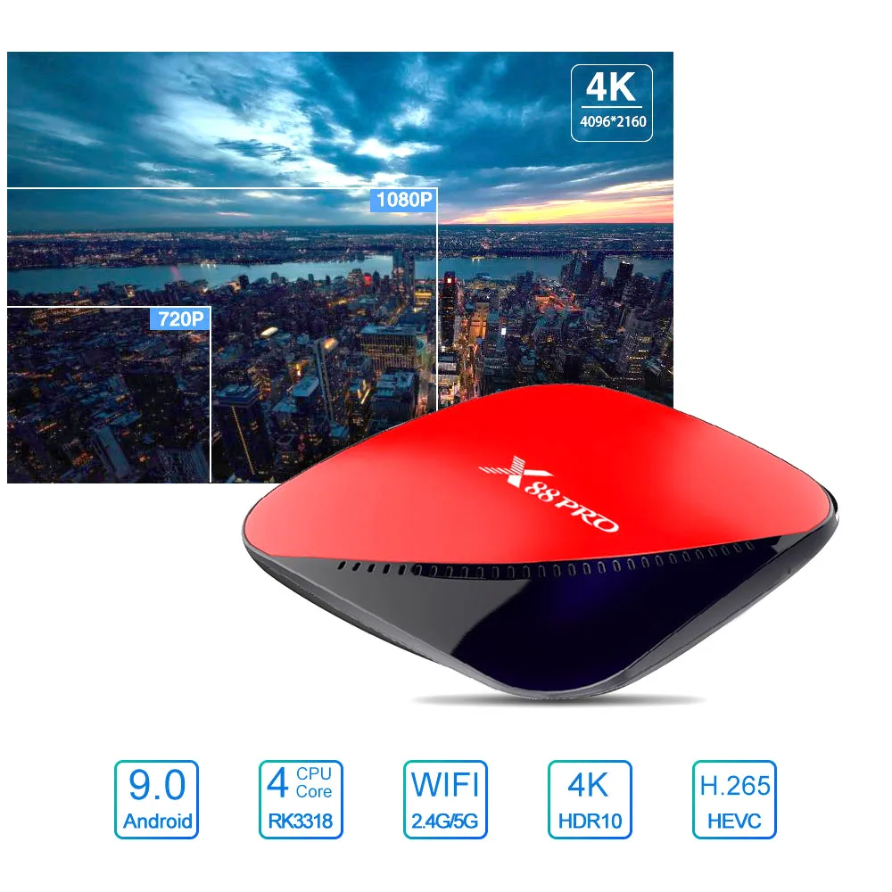 X88 pro Android 9 0 ТВ приставка голосовой гироскоп 4G 64G Rockchip RK3318 4 ядра 2 & 5G Wifi 4K HDR