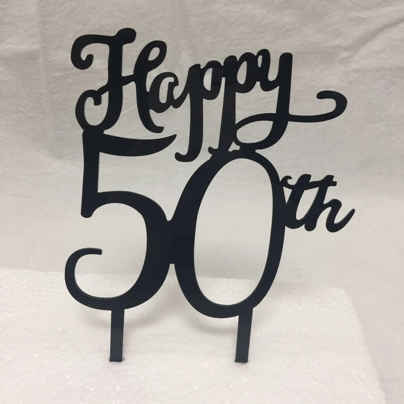 

5pcs Happy 50th black acrylic happy birthday cake topper birthday party decortion