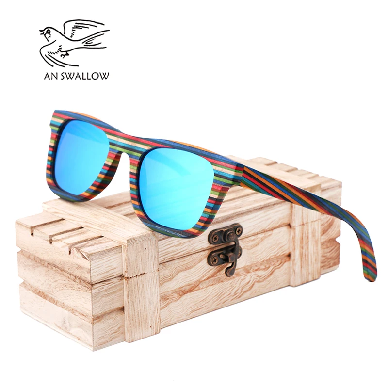 

AN SWALLOW Polarized Wooden Sunglasses Men Bamboo Sun Glasses Women Brand Designer Original Wood Glasses Oculos de sol masculino