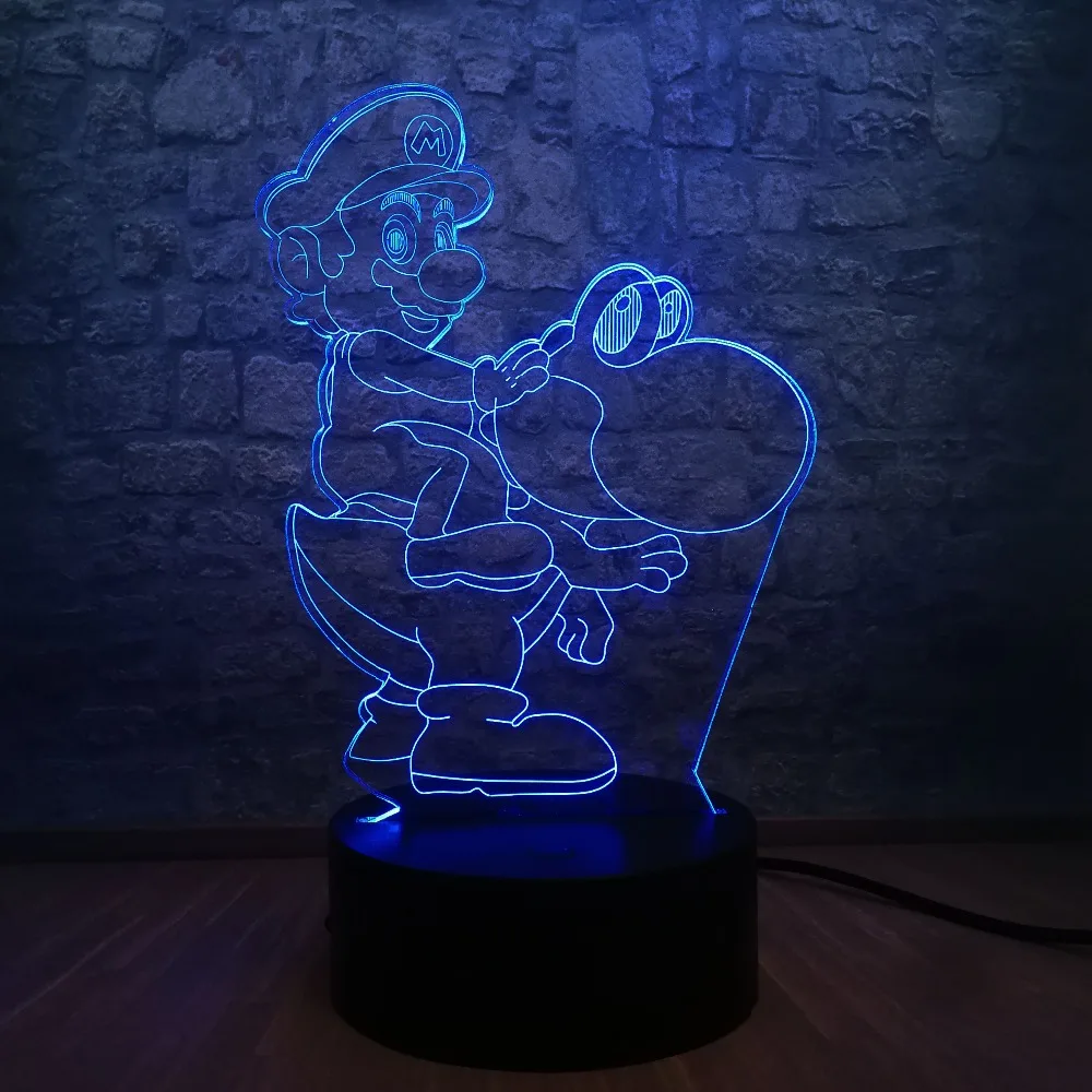 Новинка мультяшный 3D Марио Йоши светодиодный USB светильник многоцветный ночник