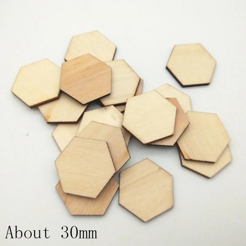 About 30mm WISHMETYOU 50 шт. 10-50 мм деревянный брелок шестиугольные украшения формы для рукоделия украшение, Скрапбукинг DIY украшения вечерние - Цвет: About 30mm