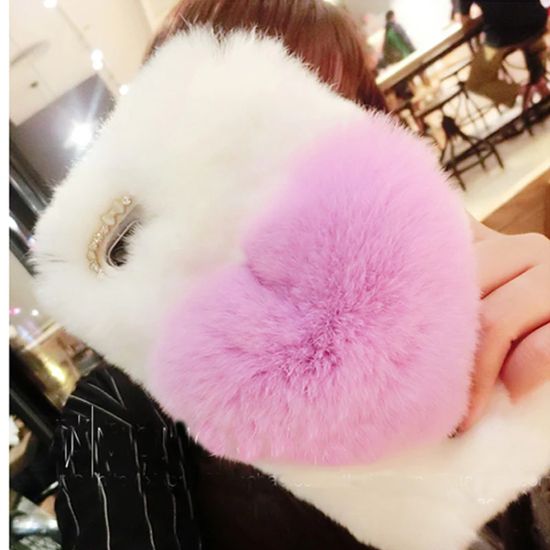Handmade Rabbit Full Furry Animal Hair Phone Case Love for Sony Xperia 20 XZ 3 2 XA3 L3 XZPremium soft Warm Real Fur | Мобильные