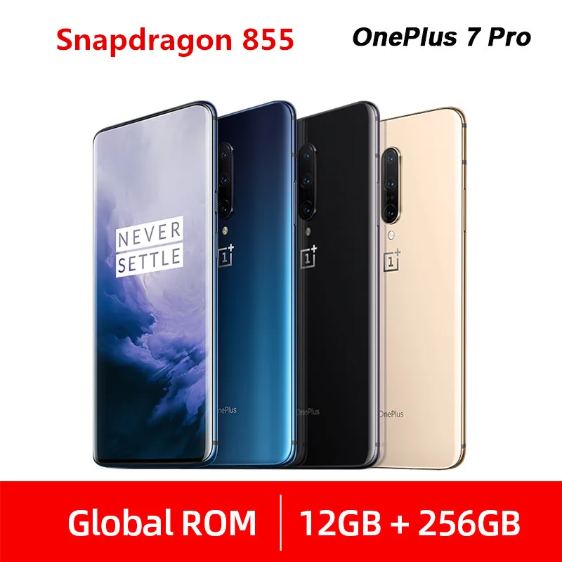 Мобильный телефон Oneplus 7 Pro с глобальной прошивкой, 12 Гб, 256 ГБ, Snapdragon 855, 6,67 дюйма, 90 ГГц, 2K экран, 48 МП, NFC, Android 9