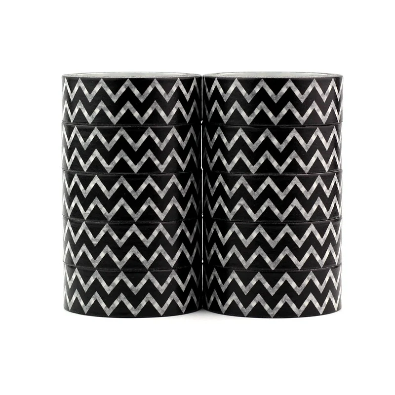 

High quality 10pcs/lot Black and White Zigzag Washi Tapes DIY Decorative Scrapbook Planner Adhesive Masking Tapes School Supply