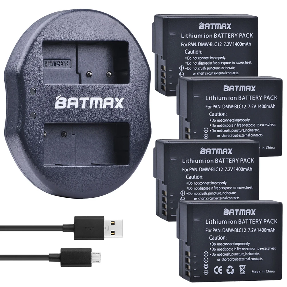 

4Pcs DMW-BLC12 BLC12E BLC12PP BLC12 Batteries + USB Dual Charger for Panasonic Lumix FZ1000,FZ200,FZ300,G5,G6,G7,GH2,DMC-GX8