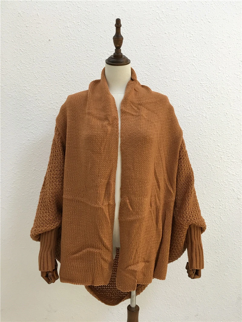 

Harajuku Long Coat Chaqueta Mujer Office Lady Fashion Open Stitch Cardigan Feminino Batwing SleeveRoupas Feminina Solid Tricot