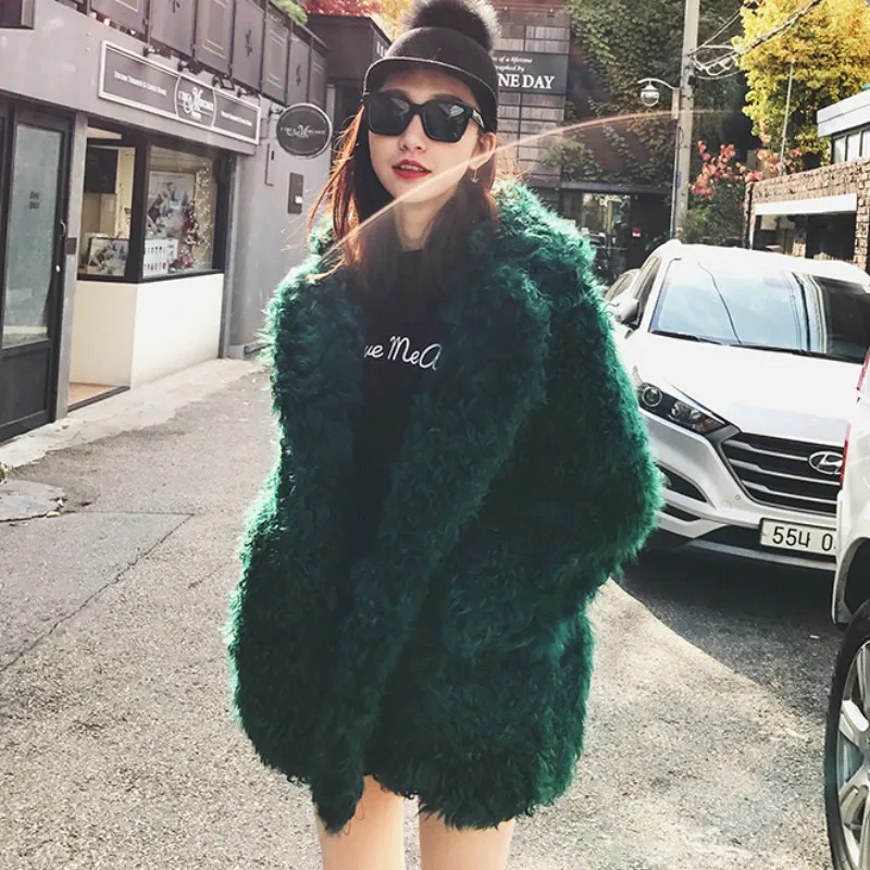 Chic Fleece Blazer Shaggy Faux Fur Lapel Hairy Coat Plush Jacket Velvet Long Cardigan Lamb Outwear Trench Tops 2018 |