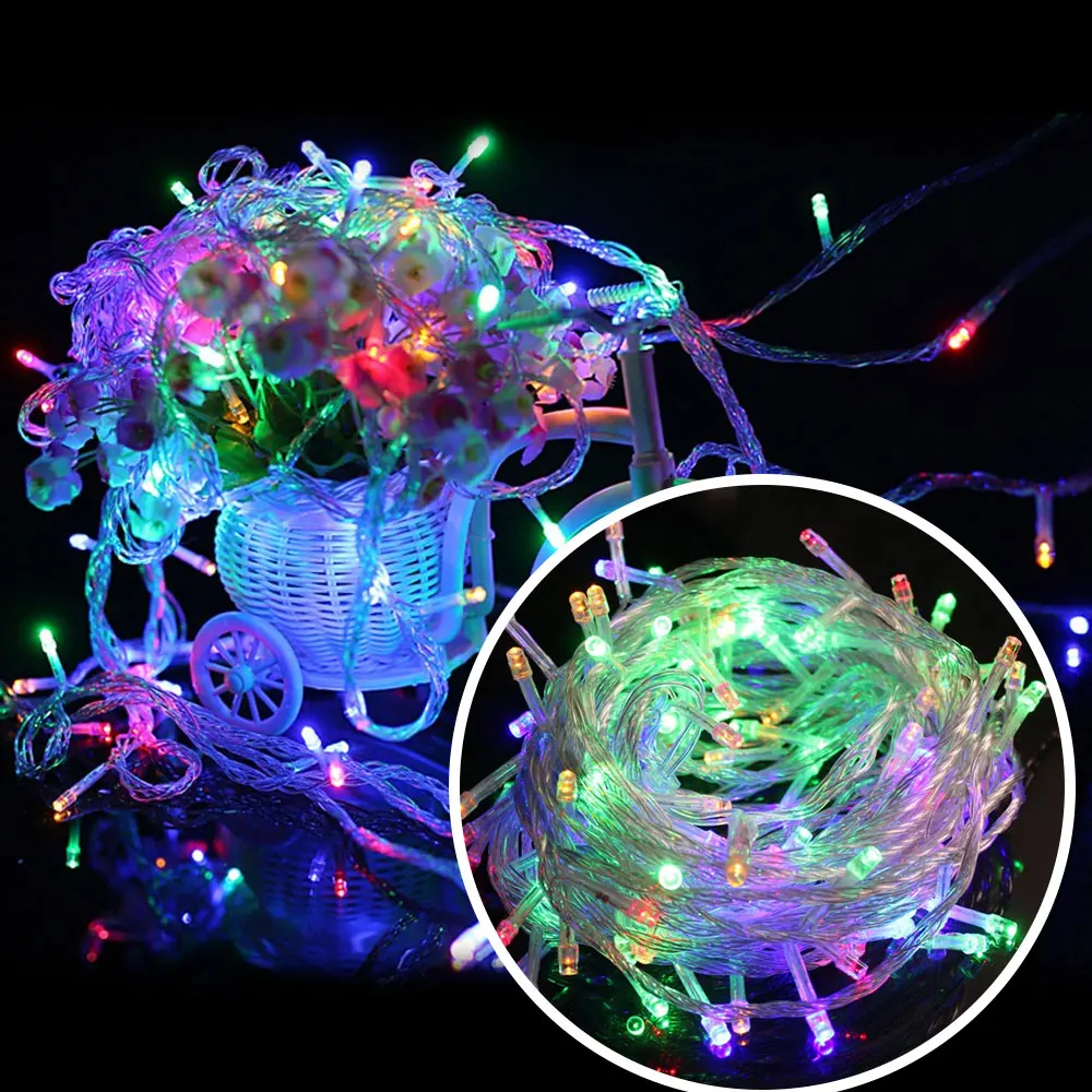 Фото LED String Lights 100 LEDs Waterproof Holiday lighting For Fairy Christmas Tree Garden Wedding Party Decoration EU/US Plug Освещение LED String Lights 100 LEDs Waterproof Holiday lighting For Fairy Christmas Tree Garden Wedding Party Decoration EU/US Plug Освещение