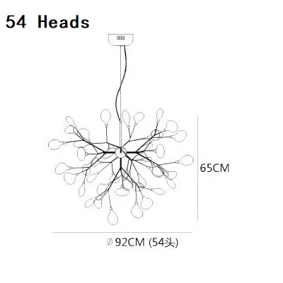 54heads Современный золотой черный Светлячок, подвесные светильники, длинное дерево, подвесной светильник, стеклянные листья, подвесной светильник, подвесные лампы, Подвесная лампа, Прямая поставка - Цвет корпуса: 54heads