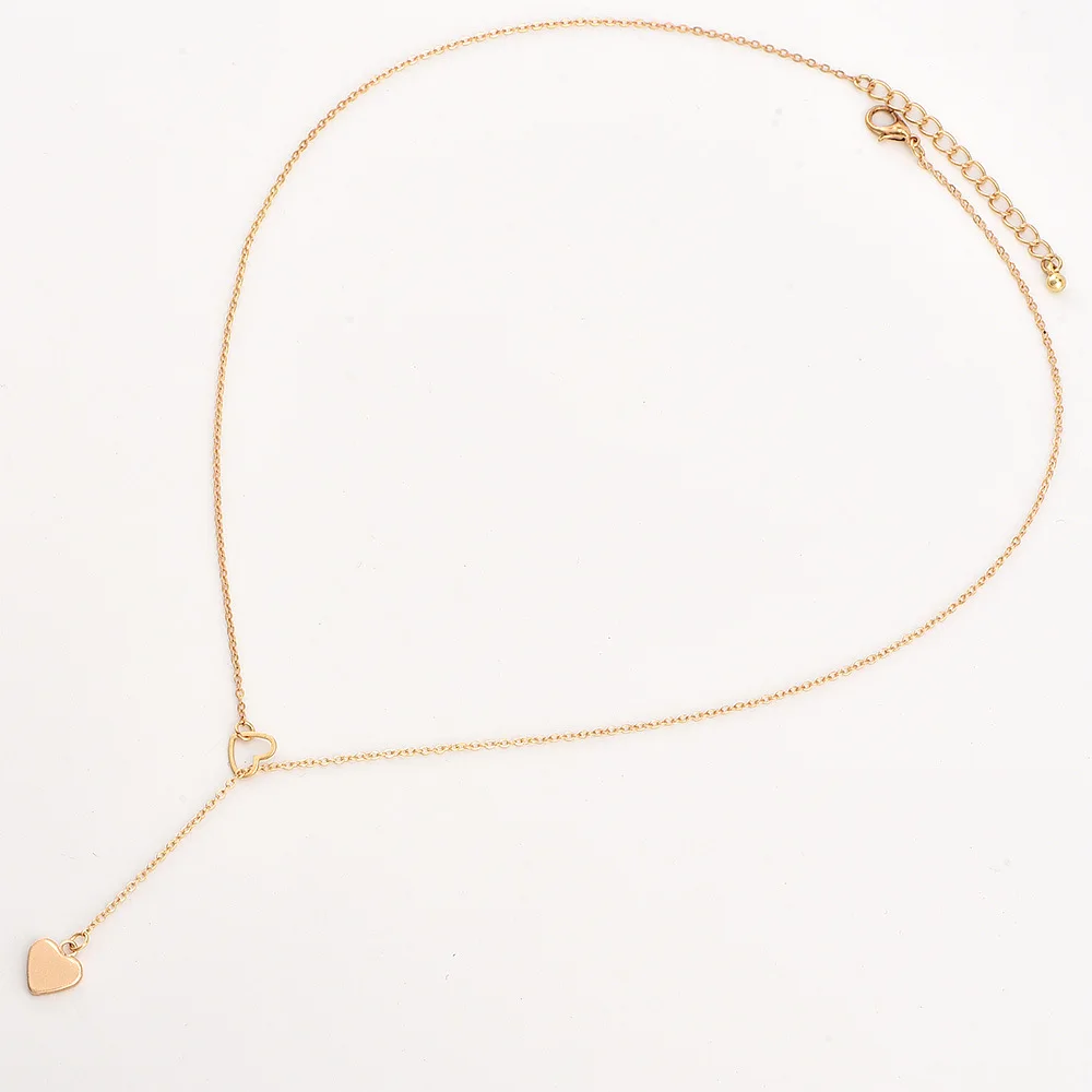 

Bohemia Simple fashion Imitation Double gold love Heart Clavicle chain necklace accessories female Jewelry New